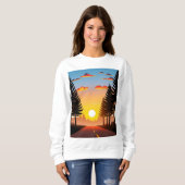 Sweatshirt T-shirt Femme, Sunset Road Forest (Devant entier)