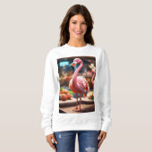 Sweatshirt T-shirt Flamant rose Paradise - Design tropical dy (Devant entier)