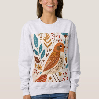Sweatshirt T-Shirt Fleur de Style Bohème Oiseau