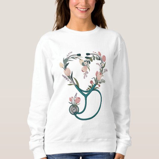Sweatshirt T-shirt Floral Nurse Stethoscope - Soft Pastel (Devant)