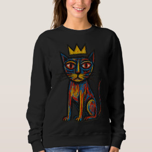 Sweatshirt T-shirt graphique Wild Crown Cat – Abstrait dessin