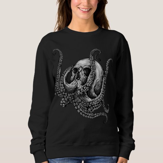 Sweatshirt T-shirt Octopus Sugar Skull (Devant)