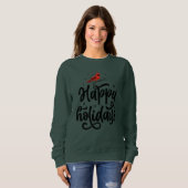 Sweatshirt T-shirt Red Bird Happy Holidays (Devant entier)