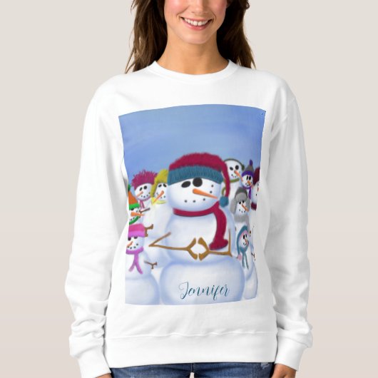 Sweatshirt T-shirt Snowmen mignon et capricieux (Devant)