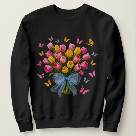 Sweatshirt T-shirt Tulipe & Papillons (Design devant)