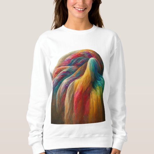 Sweatshirt T-shirt unique avec glissière en arc-en-ciel (Devant)