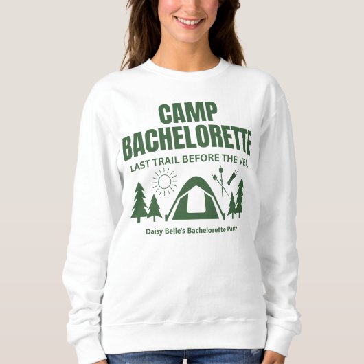 Sweatshirt T-shirt vert du camp Bachelorette (Devant)
