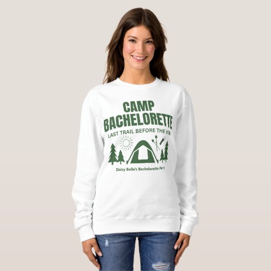 Sweatshirt T-shirt vert du camp Bachelorette (Devant entier)