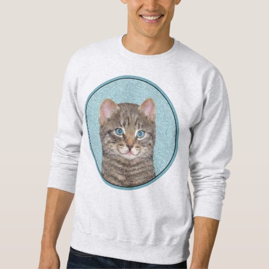 Sweatshirt Tabby Gris Peinture Chat - Cute Original Art Chat (Devant)