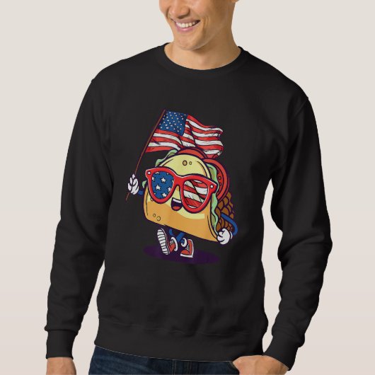 Sweatshirt Taco Sunglasses American Flag USA  4th Of July (Devant)