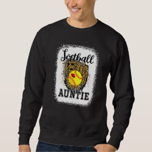 Sweatshirt Tante de softball bleu Tante de Jour de Leopard