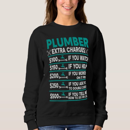 Sweatshirt Tarif horaire majoré du plombier (Devant)