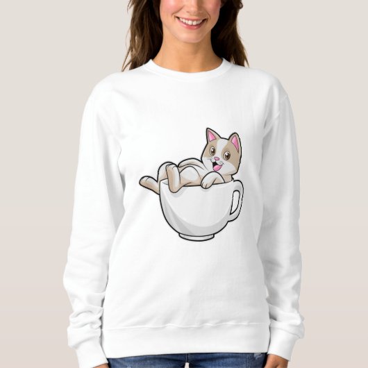 Sweatshirt Tasse de thé de chat (Devant)