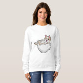 Sweatshirt Tasse de thé de chat (Devant entier)
