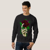 Sweatshirt Tatouage Rose à main de squelette (Devant entier)