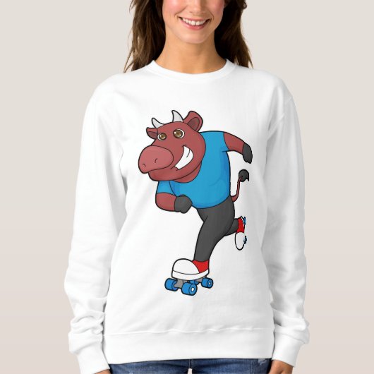 Sweatshirt Taureau à Patinage en ligne avec Patins à rouleaux (Devant)