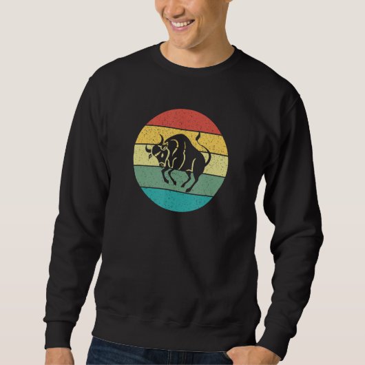 Sweatshirt Taurus Zodiac Sign Retro Vintage (Devant)