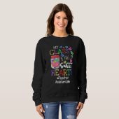 Sweatshirt Teacher Assistant Valentines Day My Class Is Full  (Devant entier)