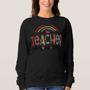 Sweatshirt Teacher Crayons Enfants Caffeine Leopard Rainbow C