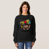 Sweatshirt Teacher Life Messy Bun Black Women Back To School (Devant entier)
