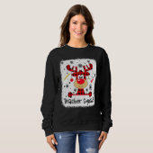 Sweatshirt Teacher Squad Cute Red Plaid Reindeer Snow  Christ (Devant entier)