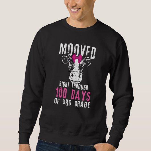 Sweatshirt Teacher Student 100th Day 3rd Grade Cow 100 Days O (Devant)