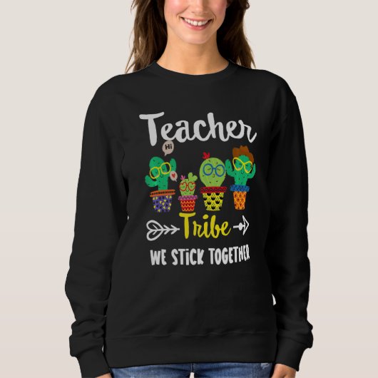 Sweatshirt Teacher Tribe École Cactus Crew Enseignant (Devant)