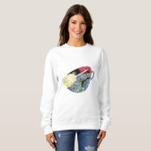 Sweatshirt Teacup bleu et rose Hydrangea Fleur Peinture (Devant entier)