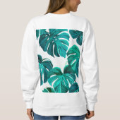 Sweatshirt Teal Tropical Monstera Leaf Seamless Pattern Art (Dos)