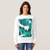 Sweatshirt Teal Tropical Monstera Leaf Seamless Pattern Art (Devant entier)