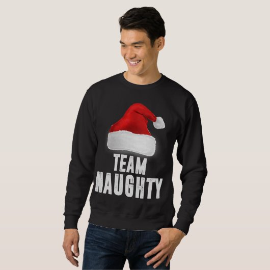 Sweatshirt Team Naughty, Funny Christmas Pajama, Family Match (Devant entier)