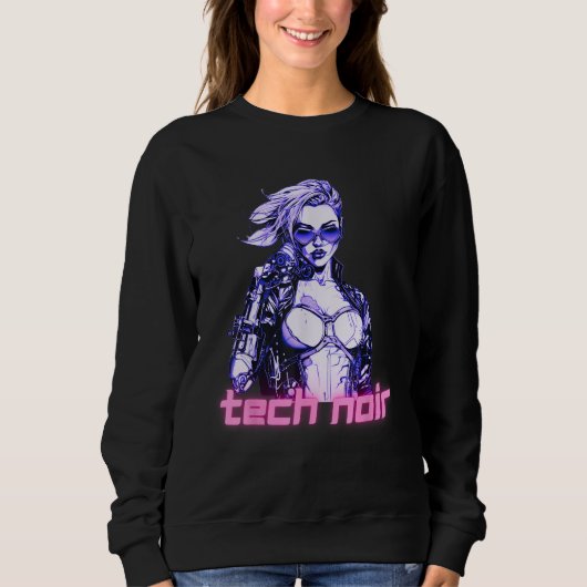 Sweatshirt Tech Noir Cyberpunk Girl (Devant)