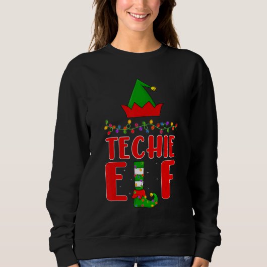 Sweatshirt Techie Elf Matching Family Lighting Noël (Devant)
