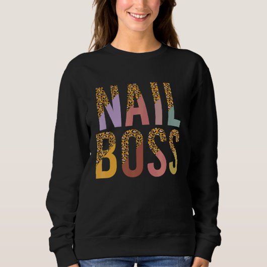 Sweatshirt Technicien de manucure patronne ongles léopard fem (Devant)