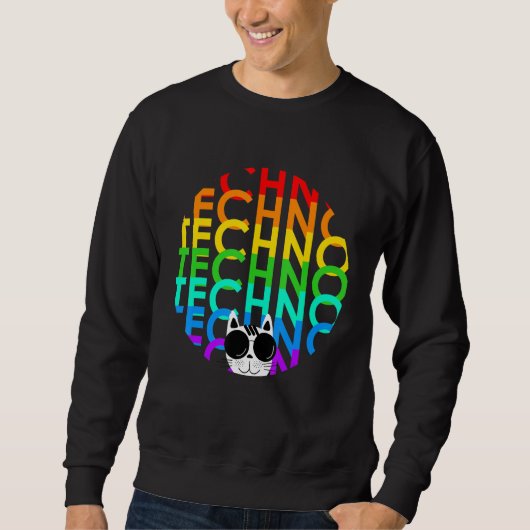 Sweatshirt Techno Cat Dub Step Electro Music Synthétiseur (Devant)