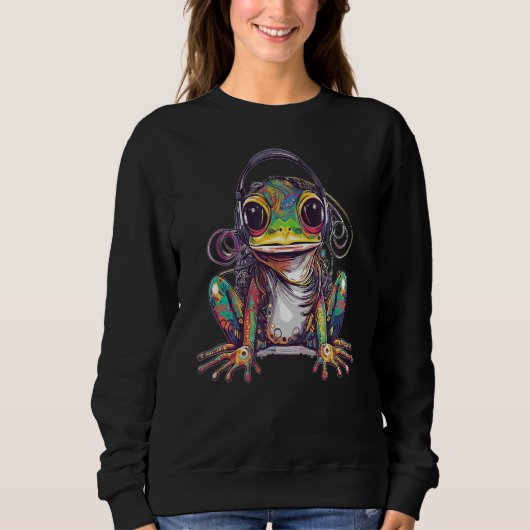 Sweatshirt Techno Frog DJ Summer Electronic Music Festival (Devant)