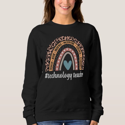 Sweatshirt Technology Teacher Rainbow Leopard Tech Teacher's (Devant)