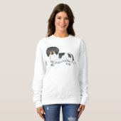 Sweatshirt Teckel à poil long piebalde noir et feu (Devant entier)