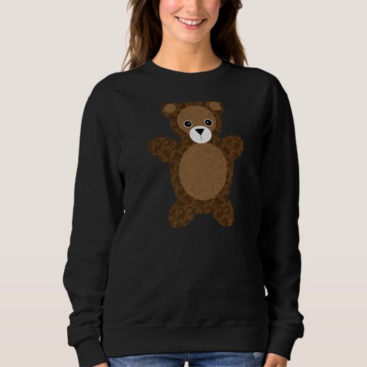 Sweatshirt Teddy Bear Brown Damask (Devant)