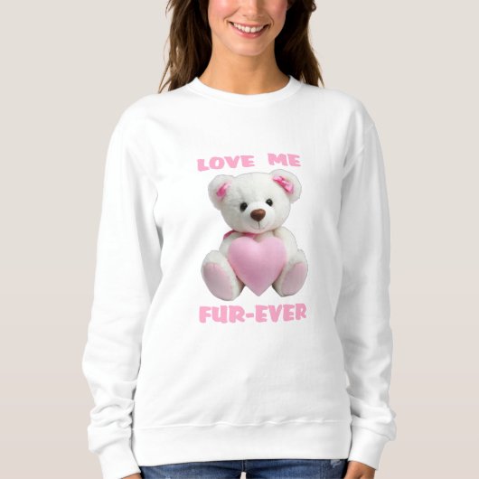 Sweatshirt Teddy Bear Hugging Coeur rose Saint-Valentin Cadea (Devant)