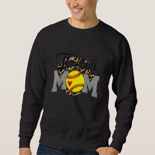 Sweatshirt Tee Ball Maman Leopard Softball Maman Fête des Mèr (Devant)