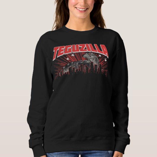 Sweatshirt Teguzilla Little Lizard noir & blanc Gecko Bearde (Devant)