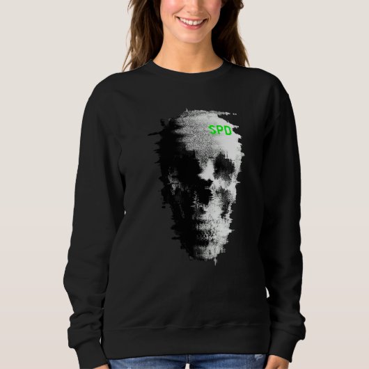 Sweatshirt Télévision Crâne Fantôme de Bug Statique (Devant)