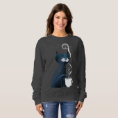 Sweatshirt Température Du Thé D'Essai De Chat Avec Queue (Devant entier)