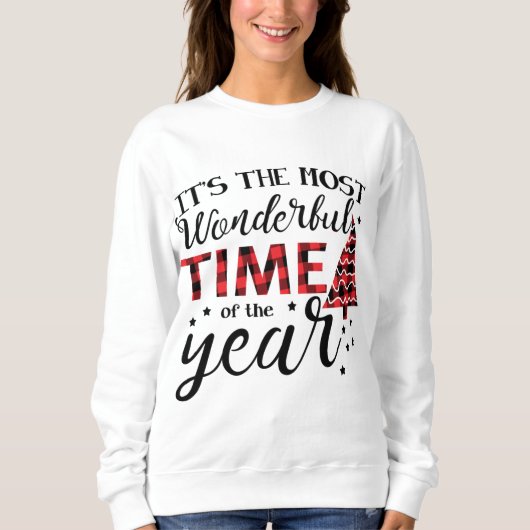 Sweatshirt Temps le plus merveilleux de l'année Buffalo Plaid (Devant)