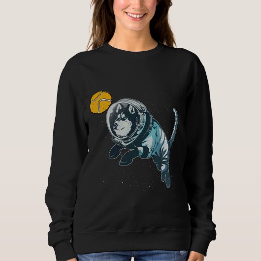Sweatshirt Tennis Ball Space Husky Wolf Space Blue Dog Astron (Devant)