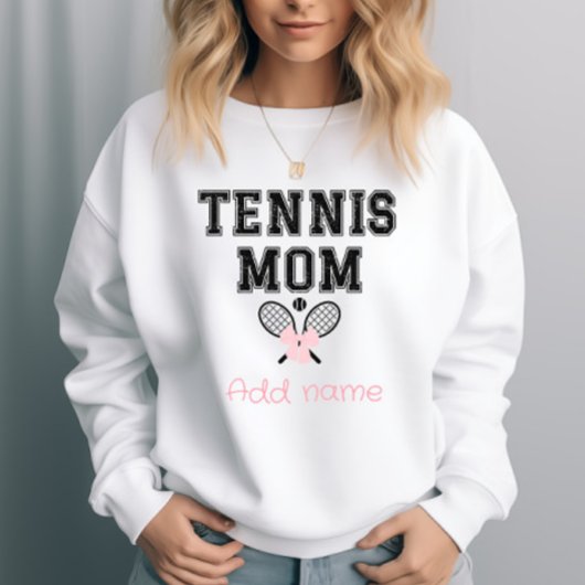 Sweatshirt Tennis sur mesure maman avec Bow rose & raquettes