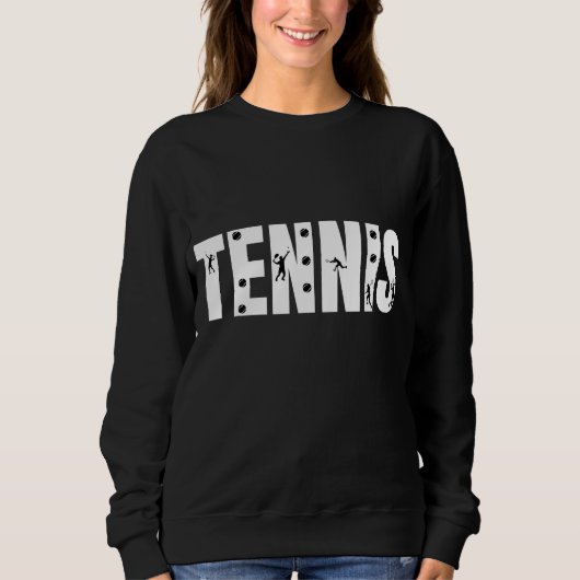 Sweatshirt Tennis Typographie Texte noir et blanc Cool modern (Devant)