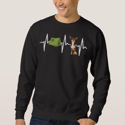 Sweatshirt Tente Camping Chihuahua Brown Heartbeat Chig (Devant)