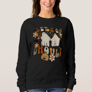 Sweatshirt Tenue fantôme rétro groovy Halloween Allons-y les